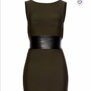 Faux Leather Detail Bandage Dress